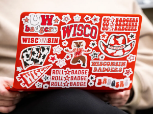 Laptops showcase students’ likes and quirks and obsessions. Jeff Miller